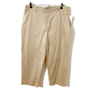 NWT Kathy Ireland Khaki Capris Pants Cotton Stretch Sateen Pockets Belt Loops